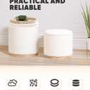 B FSOBEIIALEO Storage Ottoman Round Boucle Ottomans with Tray, Set of 2 Teddy Foot Rest Ottoman Cube with Storage for Living Room, Cream White 15"x15"x16.9"