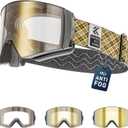 KAPVOE Ski Goggles Photochromic & Color - Anti-fog UV400 Protection Magnetic Lenses OTG Helmet Compatible for Men Women K721 (08 Photochromic Gold Lens S1s4 (Vlt 5%64%))