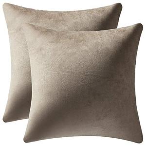 AmaDEZENE Decorative Pillow Covers 18x18 Taupe: 2 Pack Cozy Soft Square Throw Pillow Cases for Farmhouse Home Decor : Home & Kitchen