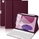 for iPad 10th Generation Case with Keyboard 10.9 Inch 2022/iPad (A16) 11th Gen 11 Inch 2025 - Magnetic Detachable Keyboard, Stain Proof Cover, Smart Folio Case with Pencil Holder - Burgundy