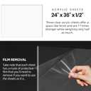 CALPALMY (2 Pack) 1/2" Thick Clear Acrylic Sheets 24" x 36", Pre-Cut Plexiglass Sheets for Craft Projects, Acrylic Signs, Display Cases or Shelving and More - Easy to Cut with Power Saw etc