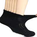 +MD Bamboo Viscose Ankle Diabetic Socks for Men & Women, 6 Pairs, Soft Cushioned, Non-Binding Loose Top, Extra Wide, Black (13-15)