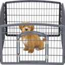 IRIS USA 24" Exercise 4-Panel Pet Playpen with Door, Dog Playpen, Puppy Playpen, Small and Medium Dogs, Keep Pets Secure, Easy Assemble, Rust-Free, Heavy-Duty Molded Plastic, Customizable, Gray