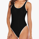 Leoparts Women's Retro 80s/90s High Cut Low Back One Piece Swimsuits Bathing Suits,XL