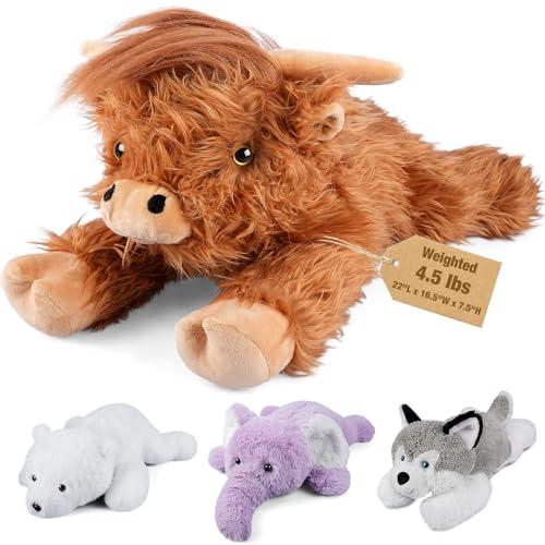 22" & 4.5 lbs Highland Cow Weighted Stuffed Animal, Cuddly & Soft Kids' Plush Toy Pillows for Companion, Large Plushies with Removable Ceramsite Bag, Gifts for Adults, Kids, Boys and Girl