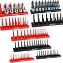 8 Piece Metric & SAE Socket Organizer Tray Set, 1/4-Inch, 3/8-Inch & 1/2-Inch Drive Standard & Deep Socket Holders for Toolboxes, Store 176 Sockets