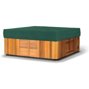 Covermates Classic Square Hot Tub Cover - All-Weather Water-Resistant Spa Protector - Durable 12-Gauge Vinyl Heavy-Duty Outdoor Spool Shield with Elastic Hem, 92W x 92D x 14H, Green