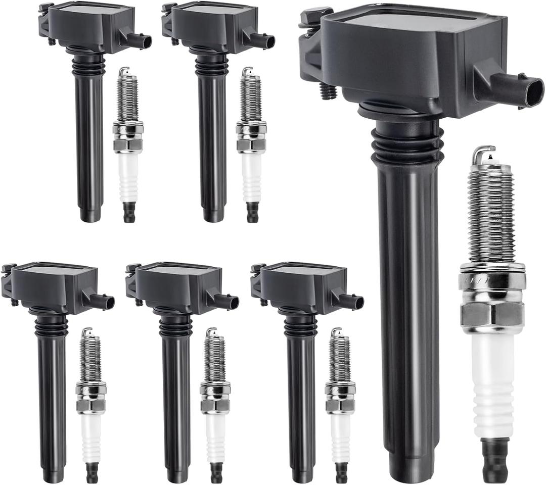 Ignition Coil Pack and Iridium Spark Plugs Set of 6 Compatible with Chrysler 200 300 Town & Jeep Grand Cherokee/Wrangler & Dodge Grand Caravan/Charger/Journey & Ram 1500/ProMaster 3.6L V6 UF648+97390