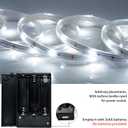 LED Rope Lights Outdoor Waterproof Battery Led Strip Lights, 16.4ft Flexible White Led Strip Lights Battery Powered Brighter Battery Powered White Lights for Camp Party Bedroom TV