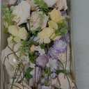 Ling's Moment Fake Flowers Box, Faux Artificial Greenery Stems Foam Roses Silk Lilac for Wedding Decor Centerpieces Table Decorations Floral Arrangements, Powder Blue & Champagne Pink, Deluxe Combo