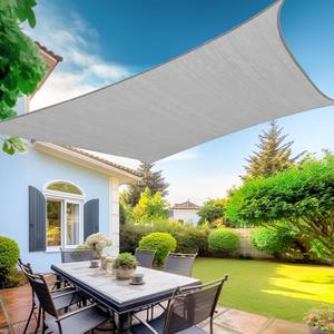 KANAGAWA Sun Shade Sail 20'x20' Grey Rectangle UV Block Canopy Awning Shelter Fabric Cloth Screen for Outdoor Patio Garden Backyard (Gray)