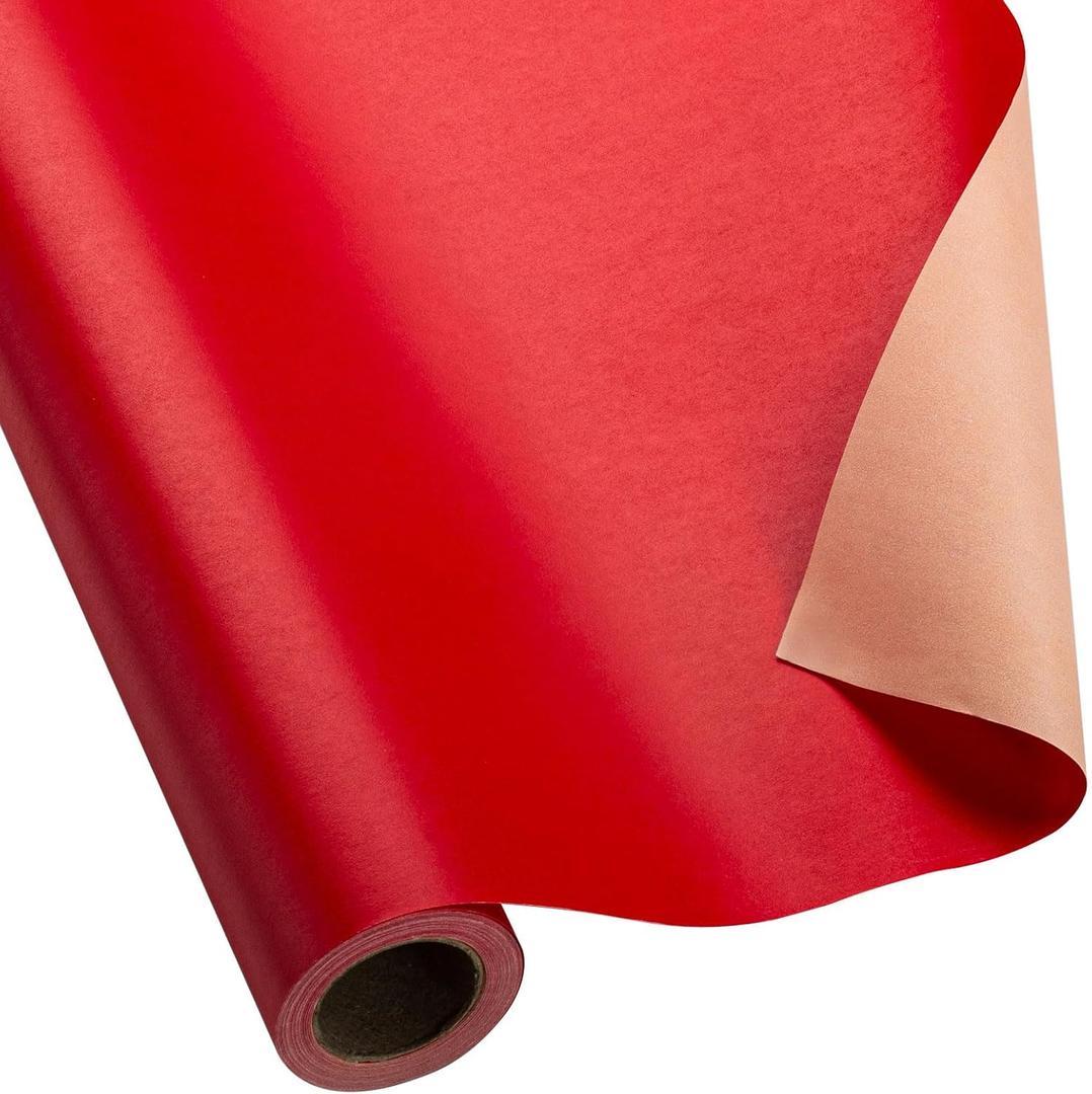 Retrify Red Birthday Wrapping Paper Roll, Pearlized Gift Packing Paper for Christmas, New Year's Eve, Holiday, Wedding - 17 Inches x 32.8 Feet