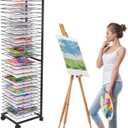 GENMOUS Art Drying Rack, Metal Painting Drying Rack with 30 Removable Shelves, Art Storage Rack with Lockable Wheels for Art Studio Classroom School, 47.2 10.8 12 Inches