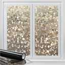 rabbitgoo Window Privacy Film, Decorative Rainbow Window Clings for Glass Covering, Static Cling Non Adhesive Door Stickers, Stained Glass Vinyl Decal, 3D Pebble, Brown-Taupe, 23.6 x 118.1 inches