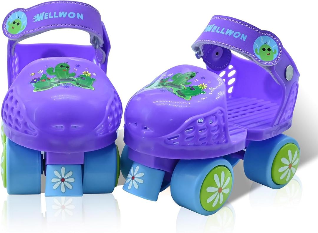 Kids Roller Skate for Girls Boys Ages 2-5 Years Old, Adjustable Toddler Rollerskates, Children Beginner Roller Skate (Violet)