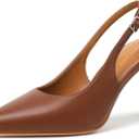 Susanny Slingback Heels for Women Pointed Closed Toe Stiletto Kitten Women's Sexy High Heeled Pumps Stray Casual Dressy Shoes Comfortable Wedding Brida Party Office (8, Brownpu)