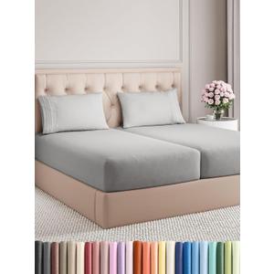 Split King Size 5 Piece Sheet Set - Comfy Breathable & Cooling Bed Sheets Set - Hotel Luxury Bedding for Women, Men, Kids, Teens, Boys & Girls - Deep Pockets and Wrinkle Free - Oeko-Tex - French Grey