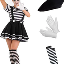 fun shack Mime Costume for Women, French Mime Costume Women, Mime Costume Adult, Mime Halloween Costumes for Women S