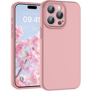 SUPFINE Designed for iPhone 15 Pro Case,Premium Liquid Silicone with [Soft Anti-Scratch Microfiber Lining][Upgraded Camera Protection] Slim Shockproof Phone Case for Men Women Girls,Rose Pink