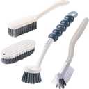 Multi-Purpose Scrub Brush Set - 4 Pack Kitchen Cleaning Brushes with Stiff Bristles for Dishes, Pots, Pans, Sink & Bottles - Dish Brush with Ergonomic Handle