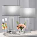 Seealle Bedroom Table Lamps Set of 2 - Grey Touch Bedside Lamps with USB C+A, 3 Way Dimmable Gold Lamp for Nightstand, Modern Night Stands Lamps for Living Room End Tables (Medium (16.4 In))