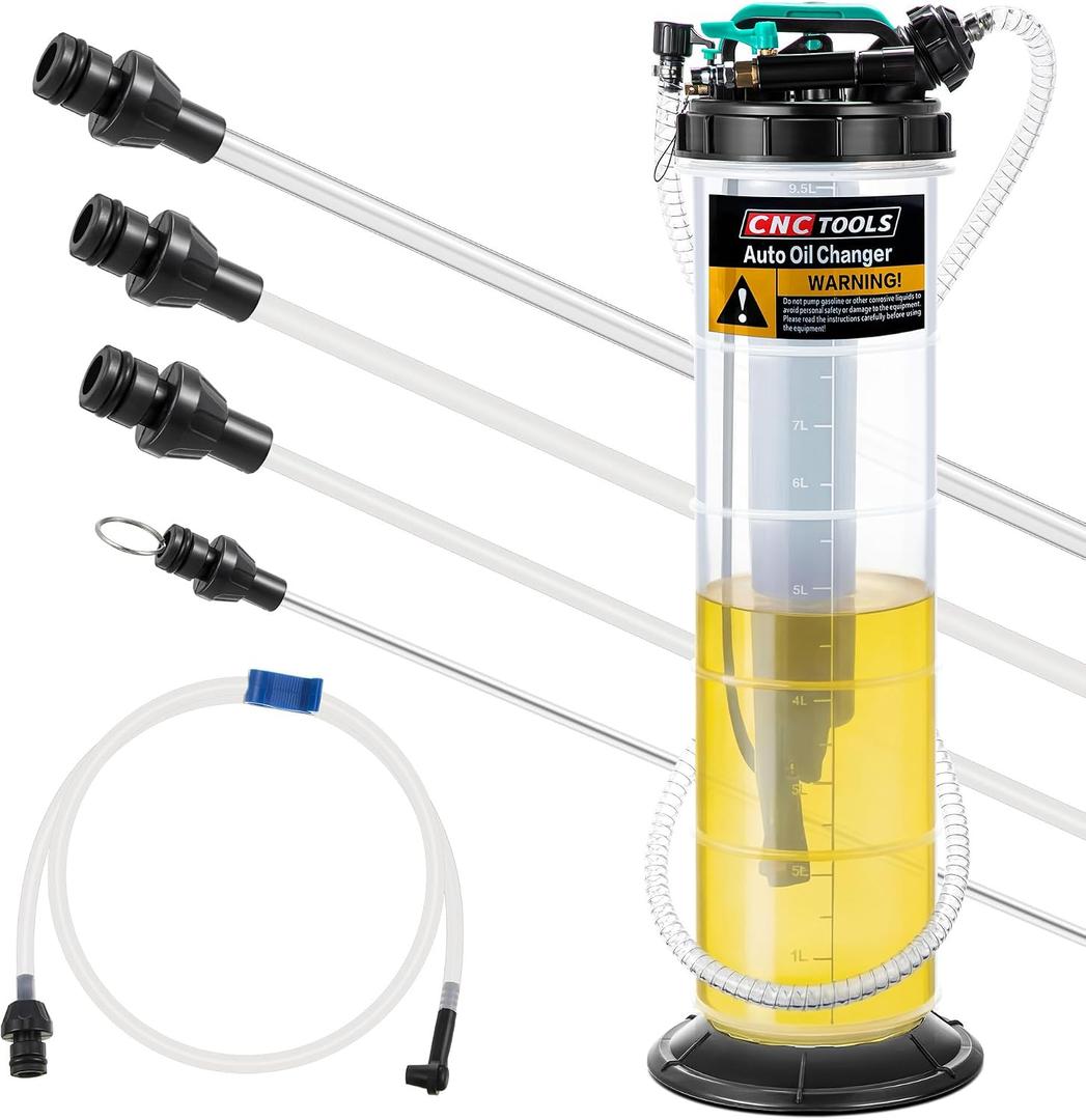 Estune 2.5 Gallon/9.5 L Manual Pneumatic Fluid Extractor, Automotive Oil Extractor Pump Oil Vacuum Changer with 5 Pcs Brake Bleeding Hose for Car, SUVs, Truck, Yachts