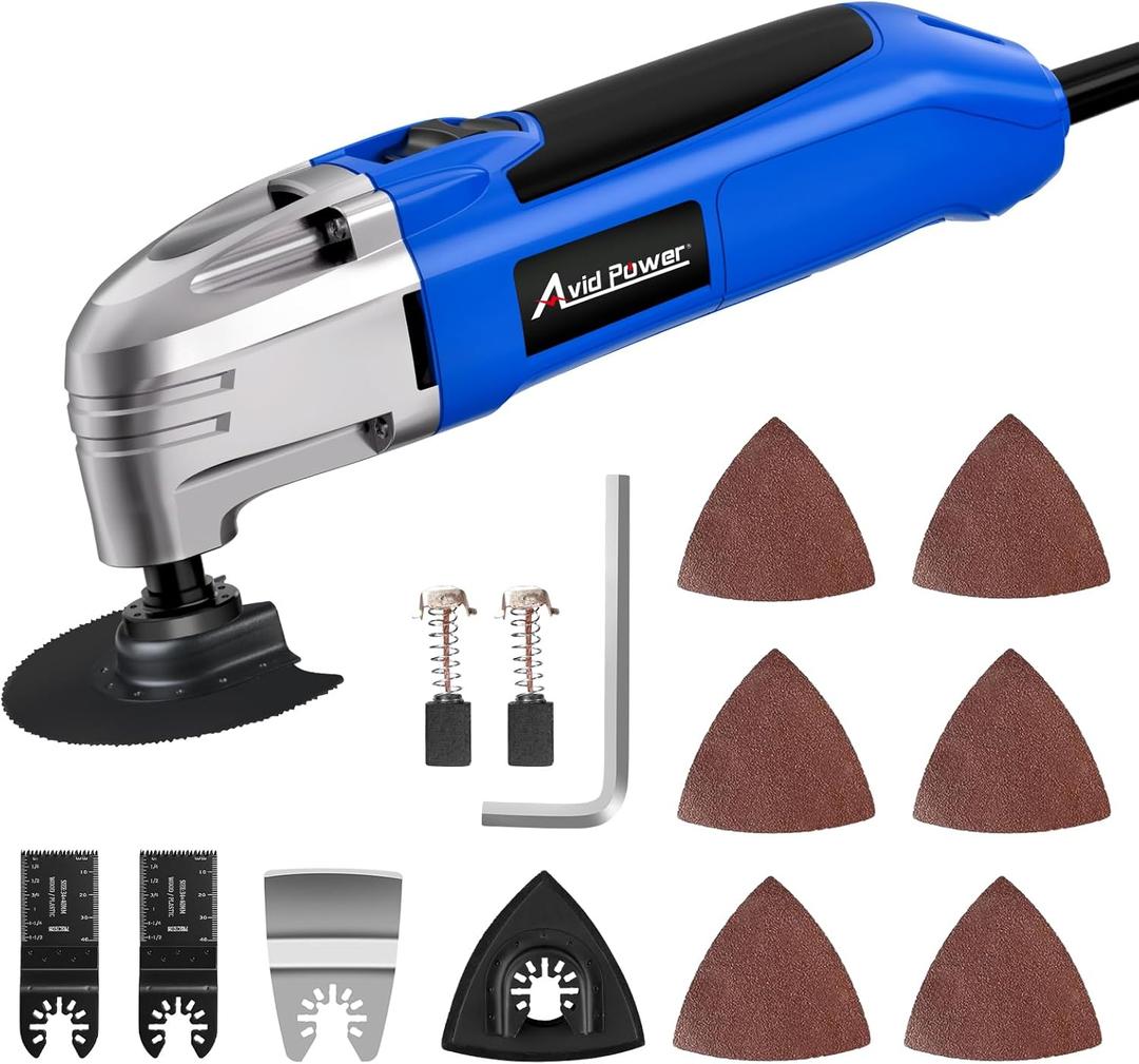 AVID POWER Oscillating Tool, 22000 OPM Electric Oscillating Multi Tool with 3Oscillation Angle, Cutting, Sanding, Grinding, Scraping, 11 Accessories & Universal Interface- Blue
