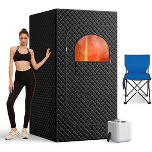Portable Sauna for Home, Personal SPA Steam Sauna with 10 Min Fast Heating & 9 Levels Heat, Warm Sauna Tent with 3L/1200W Steamer, Folding Chair, Remote Control for Body Relaxation,32" x 32" x 71"