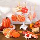 57 Pcs Fall Thanksgiving Tree Ornaments 3D Pumpkin Hanging Ornaments Felt Maple Leaf Fall Decoration for Home Farmhouse Harvest Autumn Tree Decoration