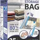 23 Pack Vacuum Storage Bags, Space Saver Vacuum Storage Bags, Vacuum Seal Bags for Clothing, Clothes, Comforters and Blankets, Hand Pump Included