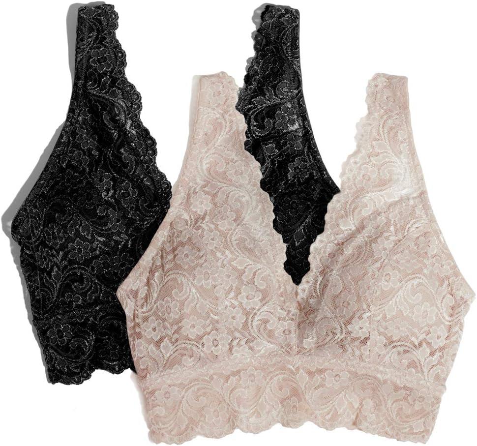 Smart & Sexy women's Signature Lace Deep V Neck Wireless Bralette, Bralettes for Women With Support, Bralettes and Bralette Pack, L