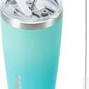 BJPKPK 20 oz Insulated Tumbler Stainless Steel Color Block Coffee Mug Vacuum Double Wall Thermal Travel Cup With Lids And Straw,Mint