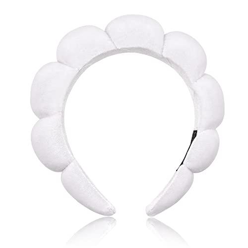 Ayesha Spa Headband for Washing Face Sponge Makeup Headbands Skincare Headband Soft Hair band to Facial Clean Headbands for Women Face wash Skin care Make up Shower (White)