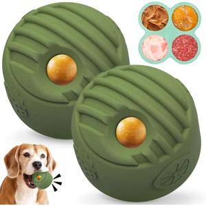 Interactive Dog Toy for Large Dogs (20-140 lbs) 2PACK- Durable Freezable Rubber Chew Toy, Mint Scent, Anxiety Relief Puzzle, Treat Dispenser, Easy to Clean, Long-Lasting, Low-Mess Design