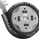 KMC 4-Outlet Surge Twist Cord Reel, Retractable Power Strip Surge Protector, 735J Surge Protection, 5ft Long Retractable Extension Cord, 3-Prong Low-Profile Flat Plug, UL/ETL Certified, Gray