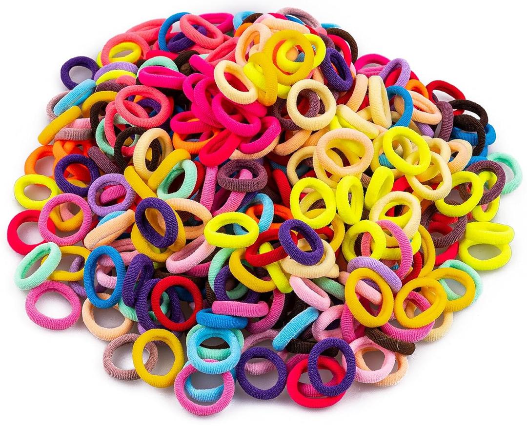 TVINLIK 350 PCS Multicolor Cotton Hair Ties Small Baby Hair Elastics for Kids and Girls, No Crease Finger Ponytail Holders (20 Colors)