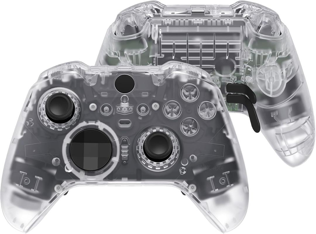 eXtremeRate Full Set Shell Buttons for Xbox One Elite Series 2 Controller, Clear Replacement Faceplate Back Plate Bottom Shell Case with Buttons for Xbox Elite Series 2 Core Controller - Model 1797