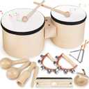 Vanplay Kids Drum Set - Toys for 2 3 Year Old Boy Gifts, Musical Instruments for Toddler 2-4, Birthday Gifts for 3 4 Year Old Girls, Wooden Montessori with Bongo Drum for Kids Age 2 3 4 5 6
