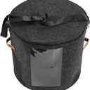 Hat Storage Box Round Hat Storage Box Foldable Hat Box with Lid for Stuffed Clothes and Animal Toy, Carrying Organizer Box for Hat (Dark Grey)