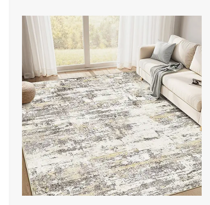 Area Rug Living Room - 5X7 Abstract Washable Large Soft Foldable Non Slip Rug Neutral Modern Low Pile Carpet for Bedroom Nursery Dining Room Kitchen Home Office Indoor - Grey Brown