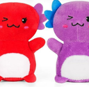 BOMBPARK 6Pcs Axolotl Plush Toy Gift Set,Axolotl Stuffed Animal Party Favors,Easter Basket Stuffers,Easter Egg Fillers for Toddler Kids Boys Girls,Easter Birthday Gifts