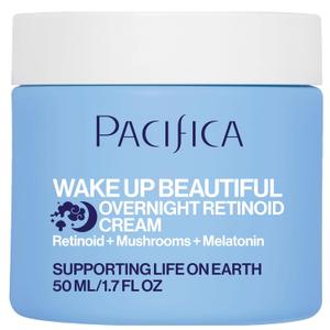 Pacifica Wake Up Beautiful Retinoid Night Cream  Overnight Anti-Aging Moisturizer with Hyaluronic Acid & Melatonin, Reduces Wrinkles & Fine Lines, Hydrating and Gentle for Dry or Mature Skin, Vegan
