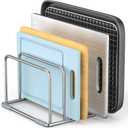 Cutting Board Holder Stand, Chopping Board Organizer Rack with 304 Stainless Steel, Cookie Sheet Storage Organizer, 1.0 & 1.2 Inch Wide Slots (1 Pack)