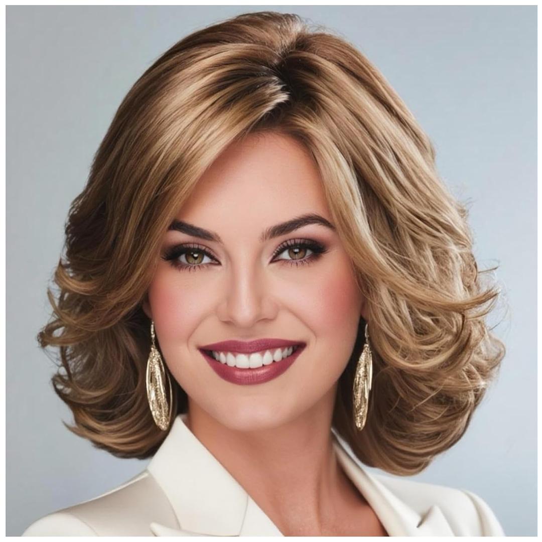 XIUFAXIRUSI XIUFAXIRUSI Short Brown Curly Wigs for Women Fashion Auburn Wavy Wig Heat Resistant Synthetic Hair Wigs for Daily,Halloween,Party