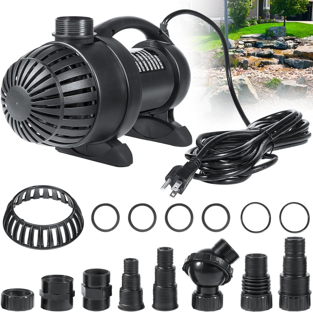 91018 3000 GPH Submersible Water Pump for Pond Waterfall Fountain Hydroponics Aquarium Skimmers Filter System Fish Tank Koi Pool Up To 3000 Gallons with 20FT Cord, 165W, 15FT Lift Height Black