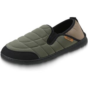 AWFI Mens Slip On Slippers Coolmax® Two Tone Comfy Slipper Memory Foam Slippers Indoor Outdoor Men's House Shoes Loafers | Moisture-wicking | Breathable (11-12, Army Green)