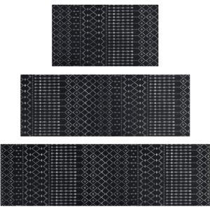 Black Boho Kitchen Rugs Set of 3,Moroccan Modern Farmhouse Kitchen Mats for Floor,Geometric Pattern Non-Slip Washable Sink Mats Home Decor Doormat+Runner Rug Black Boho Kitchen Rugs Set of 3,Moroccan Modern Farmhouse Kitchen Mats for Floor,Geometric Pattern Non-Slip Washable Sink Mats Home Decor Doormat+Runner Rug