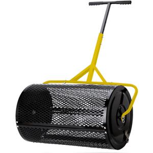 30 Inch Compost Spreader  Heavy Duty Peat Moss Spreader for Lawn with Installation Support Accessories, Adjustable T-Handle, Efficient Lawn Spreader for Top Soil, Manure, Mulch