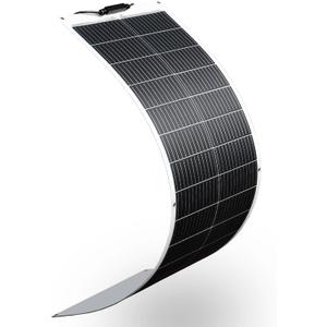 Flexible Solar Panel 100W 12V Monocrystalline Solar Cell Fiberglass Lightweight Bendable Charge for RV Trailer Boat Cabin Van Car Uneven Surfaces (White)