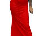 Ulovmi Women's 2 Piece Skirt Set Strap Crop Cami Top High Waist Maxi Skirt (Red, XL)